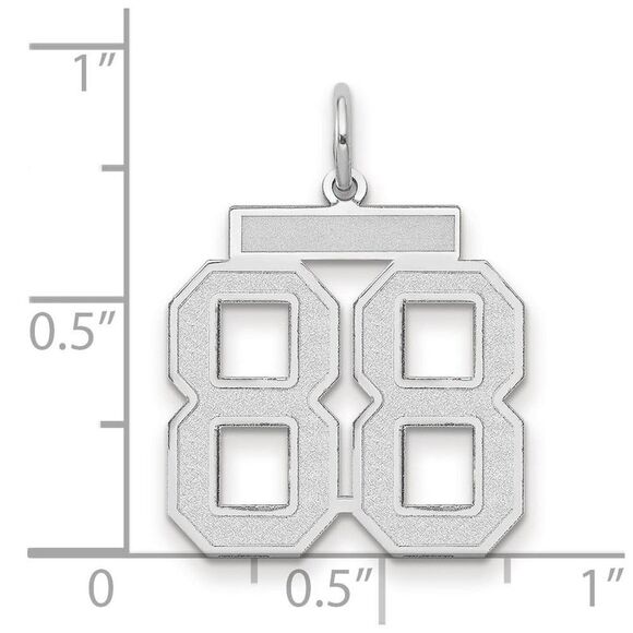 14k White Gold, Jersey Collection, Medium Number 88 Pendant - Picture 2 of 3